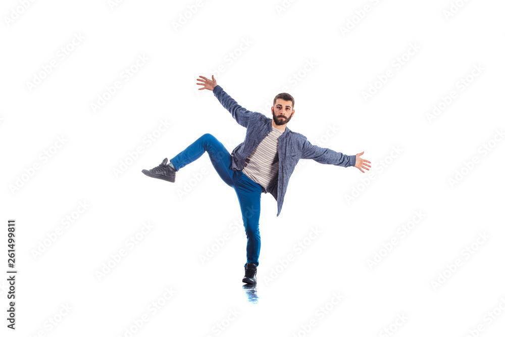 Man showing aerobic moves
