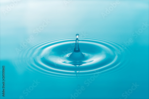 Clean water drop on surface water background