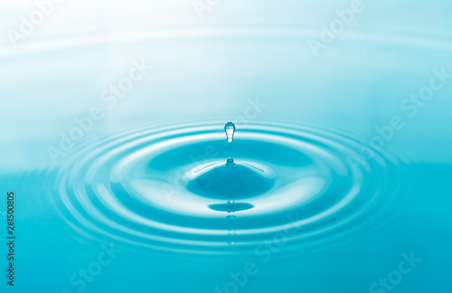 Clean water drop on surface water background