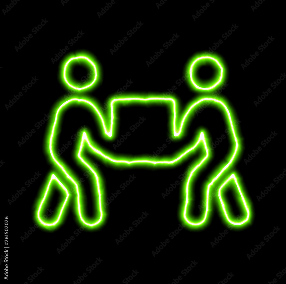 green neon symbol people carry green neon symbol people carry