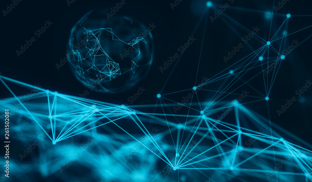 Abstract polygonal neural space background with connection structure. 3d rendering, illustration Abstract polygonal neural space background with connection structure. 3d rendering, illustration