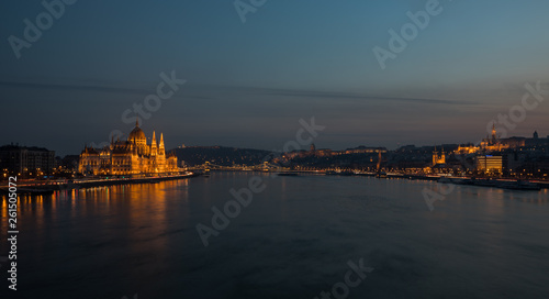 A view of Hungarian Parliament building at night © derege