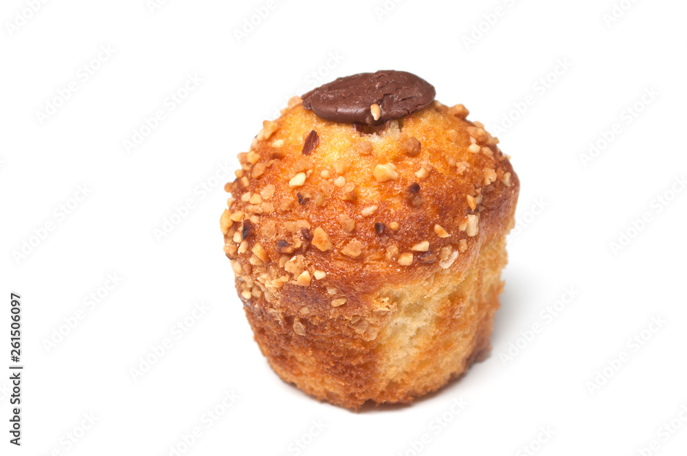 closeup of chocolate muffin on white background closeup of chocolate muffin on white background