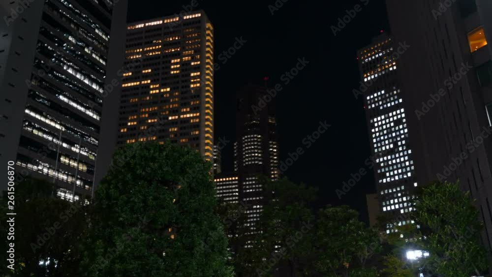 東京夜景 新宿 ハイパーラプス 高層ビル街 東京夜景 新宿 ハイパーラプス 高層ビル街