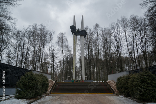 Soviet monument in victory park (Park pieramohi) in Molodechno, Belarus photo