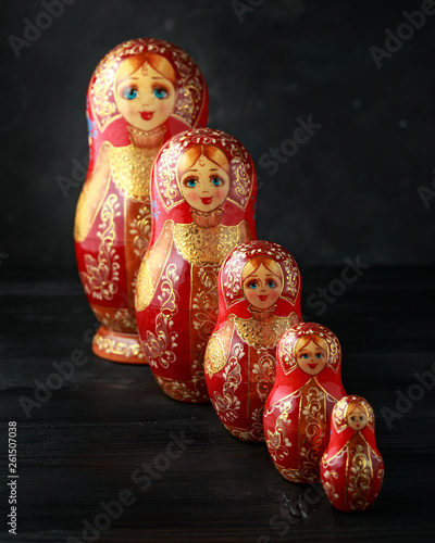 Beautiful Russian traditional nesting dolls matreshka