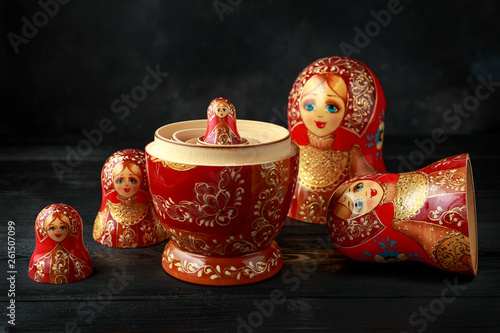 Fotografie Beautiful Russian traditional nesting dolls matreshka