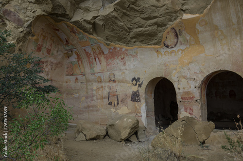  Ancient Surviving Frescoes In Walls Of Caves Of David Gareja Monastery Complex.Kakheti Region, Georgia. photo