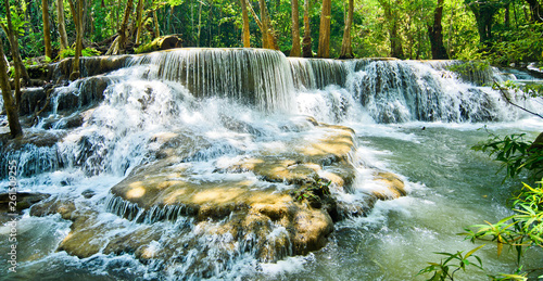Huai Mae Khamin waterfall at Kanchanaburi , Thailand , beautiful waterfall, forest,