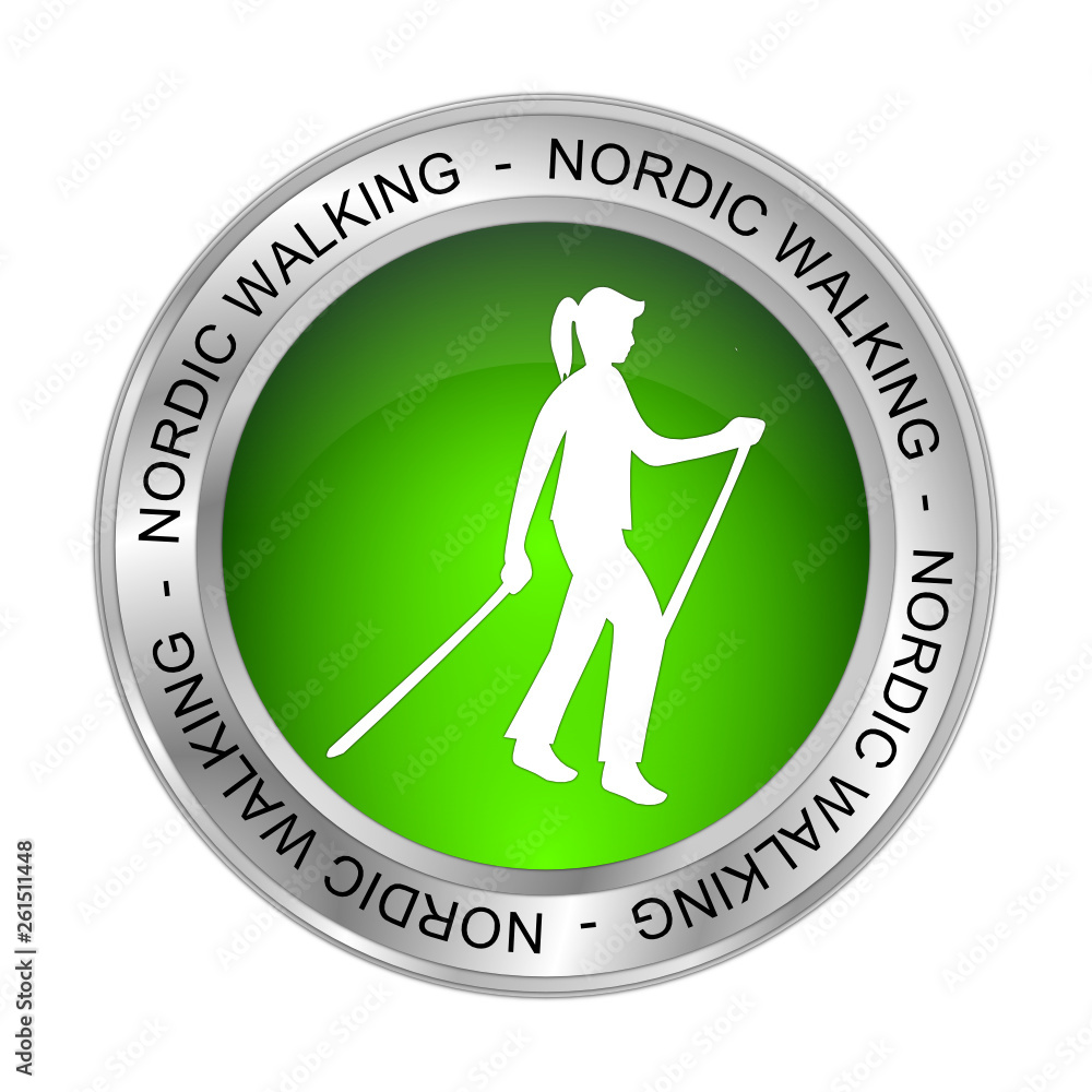 Nordic Walking Button - 3D illustration