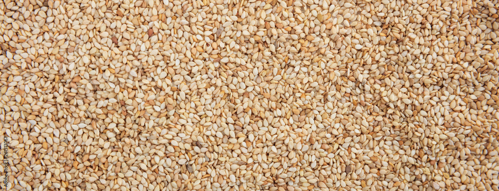 Raw sesame seeds full frame background, banner Raw sesame seeds full frame background, banner