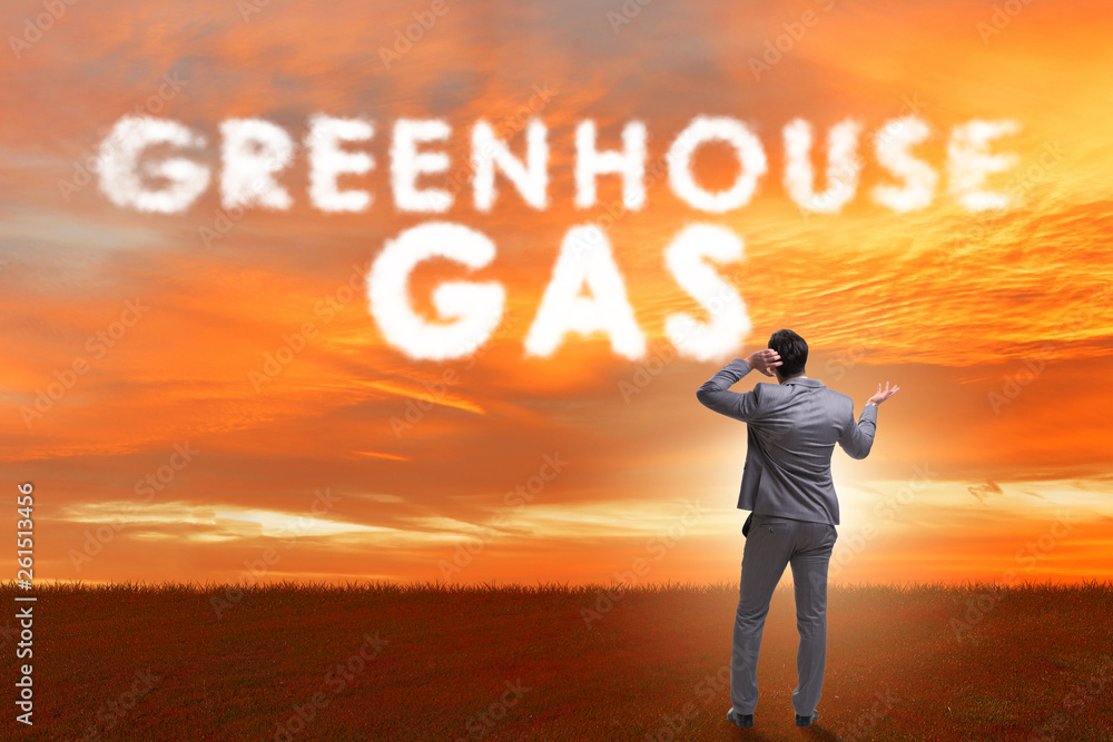 Fototapeta premium Ecological concept of greenhouse gas emissions