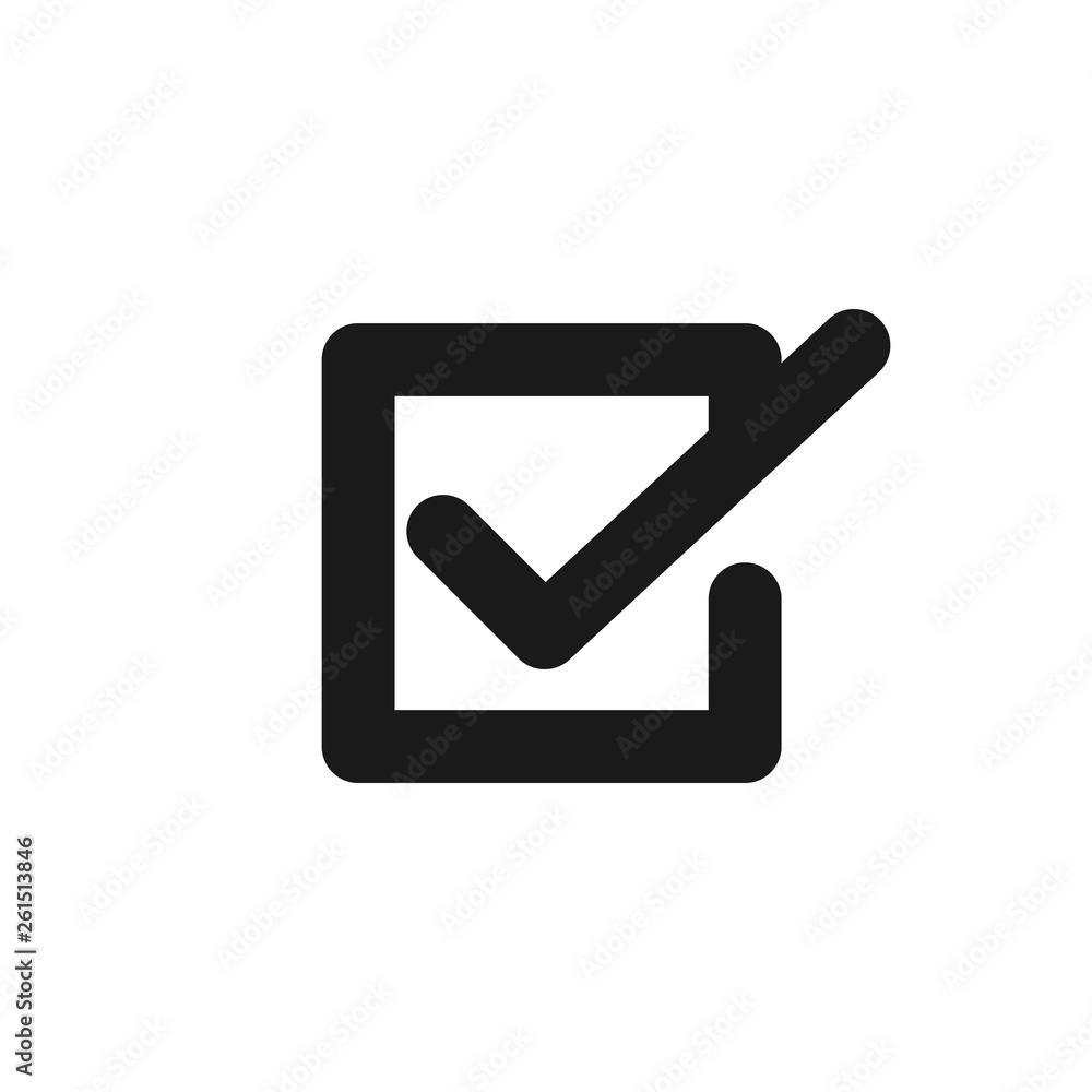 Vecteur Stock Black check mark icon in a box. Tick symbol in black color,  vector illustration. | Adobe Stock