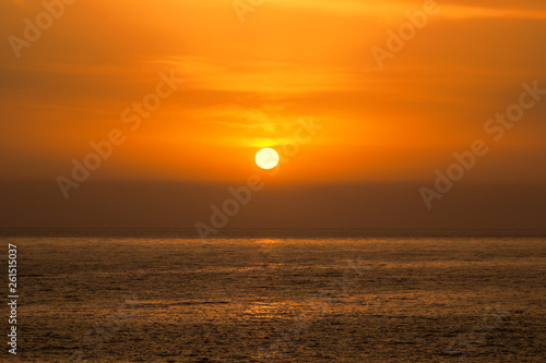 Fototapeta Naklejka Na Ścianę i Meble -  Beautiful Sea Orange Sunset Background.