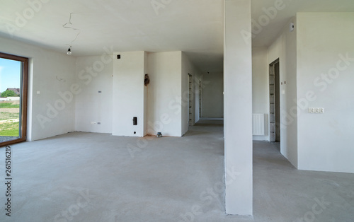 House in a finishing stage. Unfinished building interior, new house in progress © Pawel