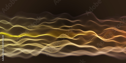 Yellow Wavy Particle Surface Background