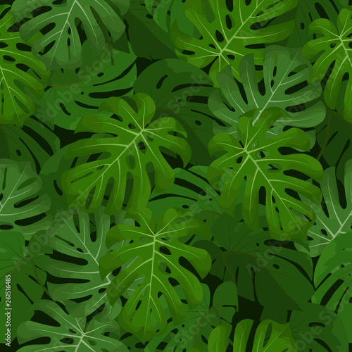 dark background seamless with tropical leaves  vector