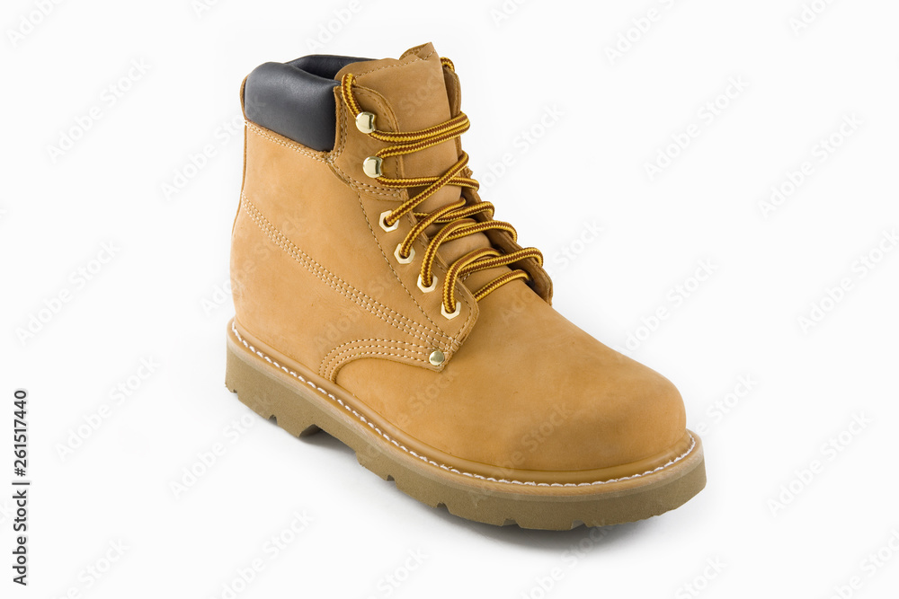 Brown safety boots with steel toe