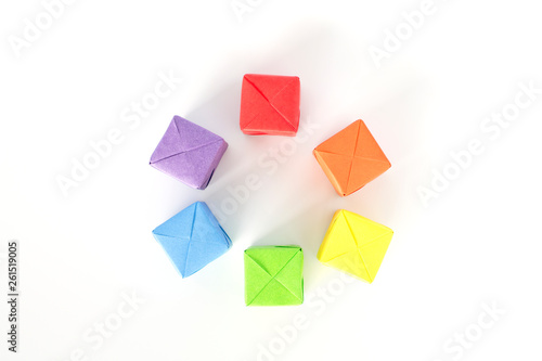 Colorful origami cubes