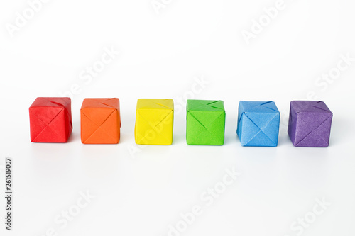 Colorful origami cubes