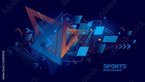 Vector sports with futuristic technology background design.