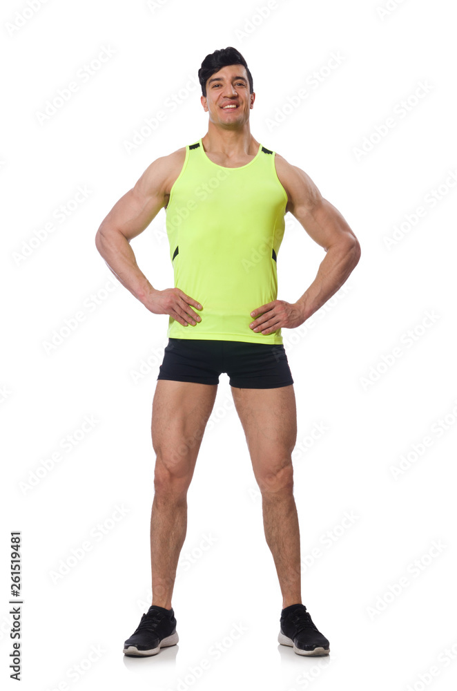 Strong male athlete isolated on white Strong male athlete isolated on white