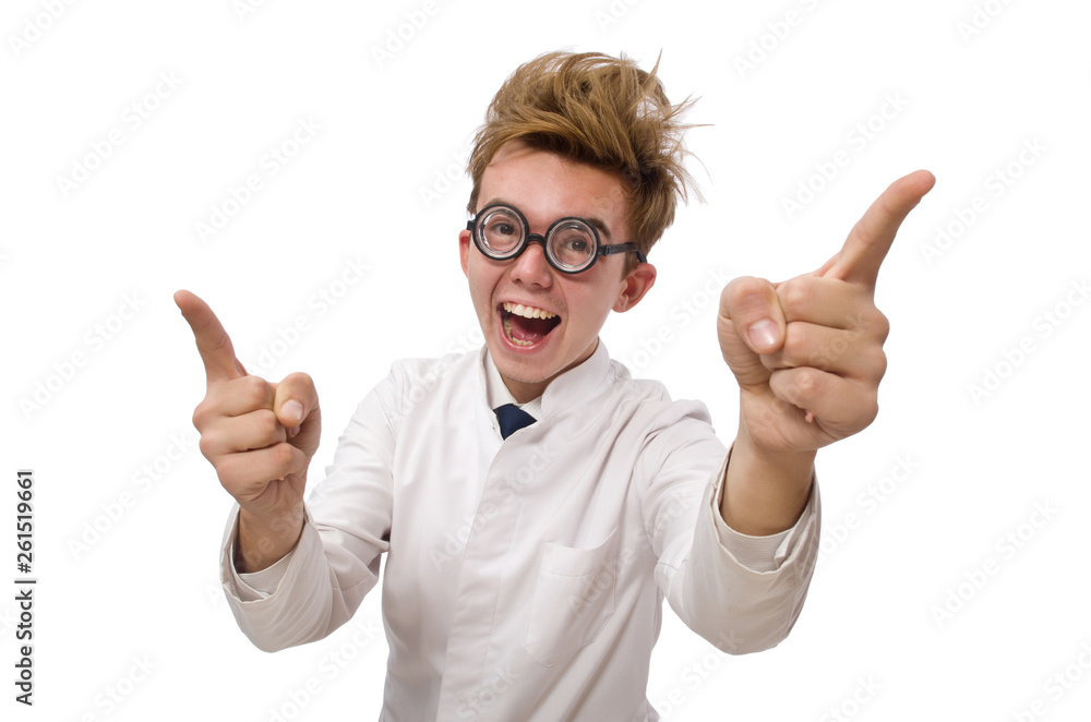 Funny doctor isolated on white Funny doctor isolated on white