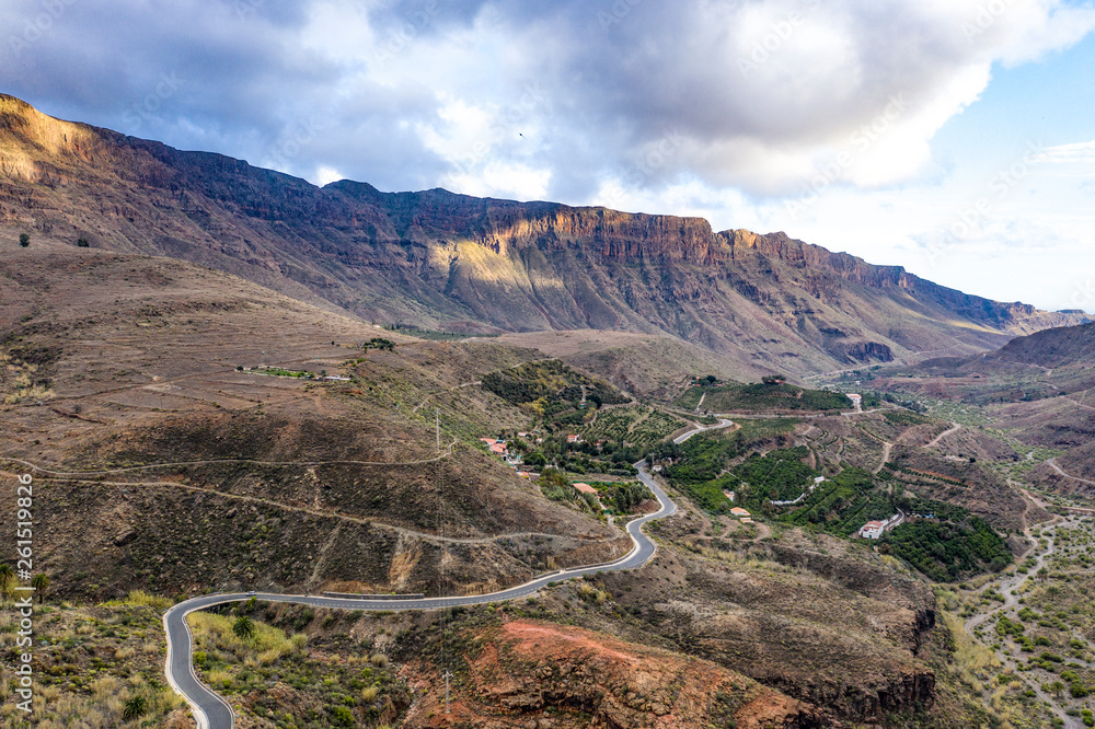 Aerial photo of summer road. Free space for your decoration. Gran Canaria island 