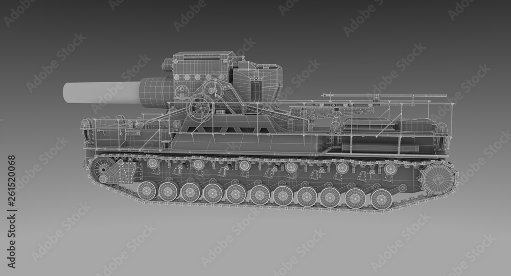 Wire Frame - 60cm German Siege Mortar Karl on turn tabele 27