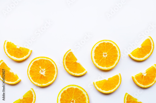 Fresh orange slices on white