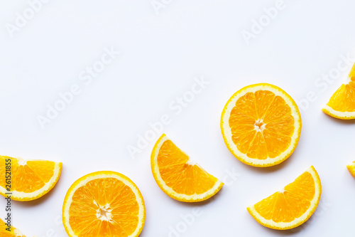 Fresh orange slices on white