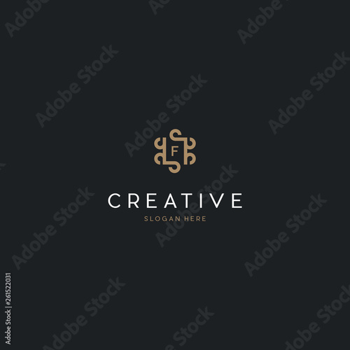 Letter F Elegance Hotel Creative Logo Design Template, Letter F Luxury Style Royal Logo, creative monogram letter f logo design template.