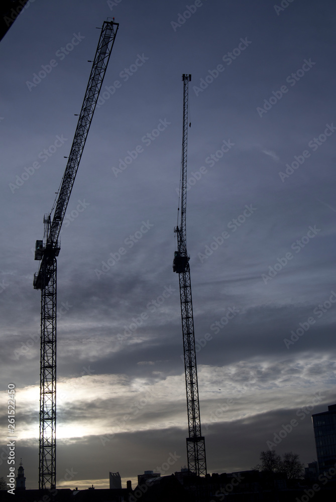 crane at sunset crane at sunset