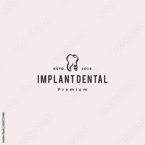 dental implant tooth teeth logo vector icon illustration