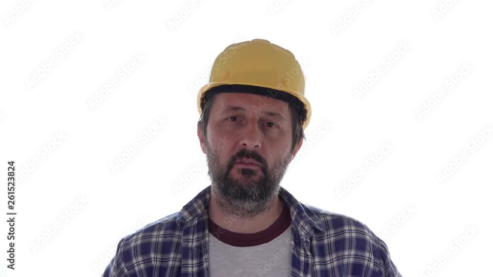 Construction engineer talking isolated on white background Construction engineer talking isolated on white background
