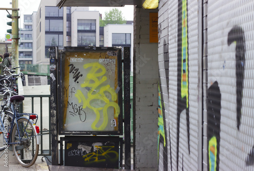 Εκτύπωση καμβά Dusseldorf, April, 12, 2019 - Vandalism at train station Zoo in Dusseldorf