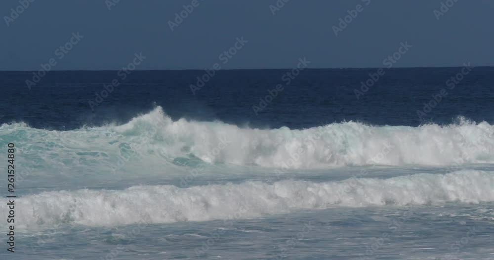 Waves in Atlantic Ocean, Porto Moniz, Madeira Island Portugal, Slow Motion 4K