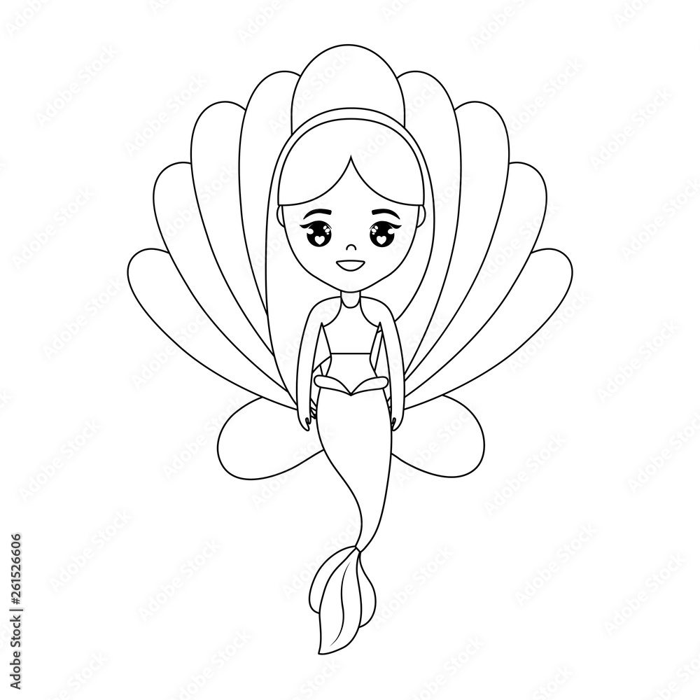Fototapeta premium cute mermaid with seashell