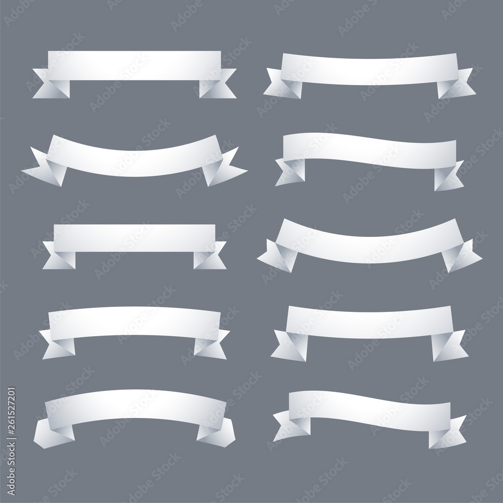 collection of white ribbons banner