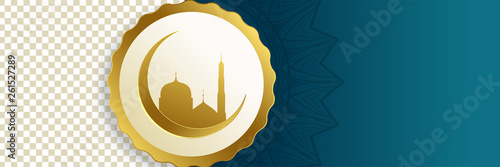 islamic moon and mosque banner with text space