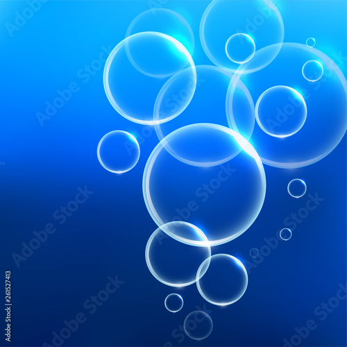underwater air bubbles blue background