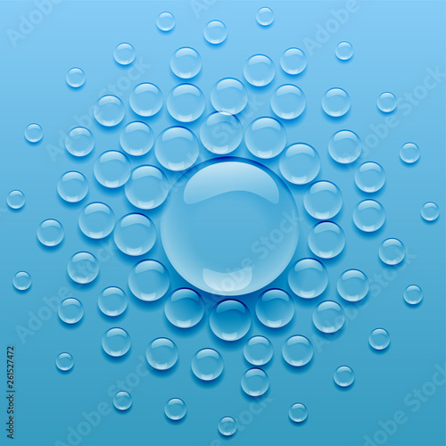 water droplets on blue background