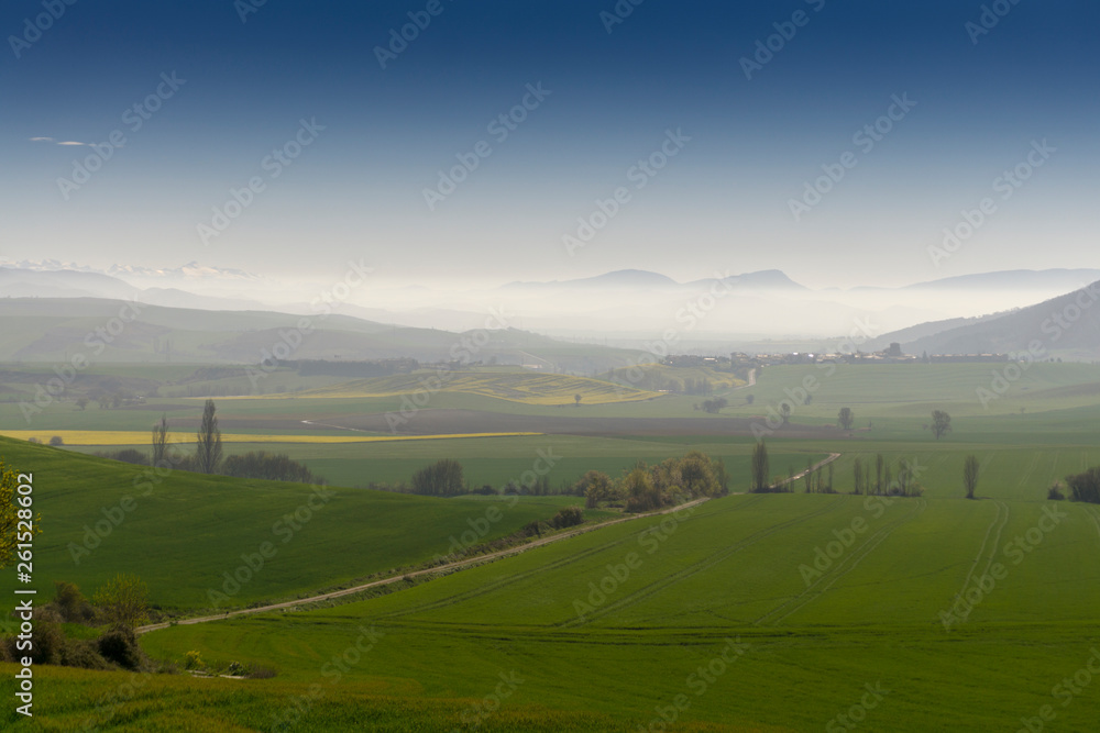 Fototapeta premium Paisaje de Navarra. España. Nieblas sobre el Pirineo