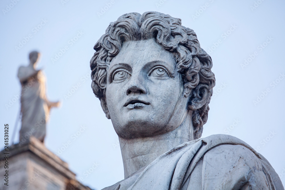 face details of sculpture from Cordonata Capitolina in Rome