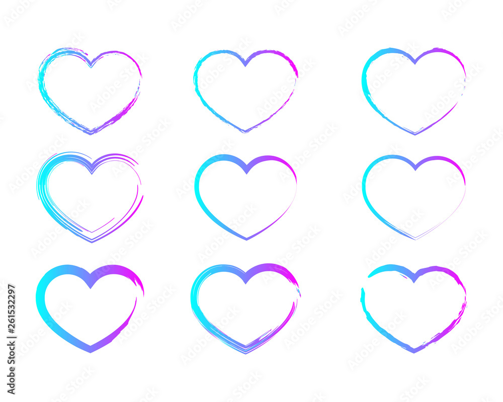 Heart vector icon on a white isolated background. Fashionable bright colors: pink, blue. Vector illustration.