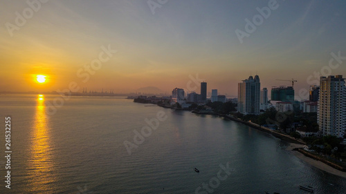Aerial view of penang during sunrise early in the morning © Mhilmi Osman