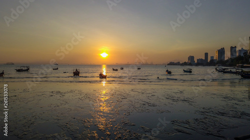 Beautiful sunrise near the beach in Penang Malaysia early in the morning