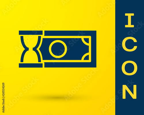 Blue Fast payments icon isolated on yellow background. Fast money transfer payment. Financial services, fast loan, time is money, cash back concept. Vector Illustration