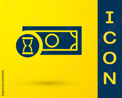 Blue Fast payments icon isolated on yellow background. Fast money transfer payment. Financial services, fast loan, time is money, cash back concept. Vector Illustration