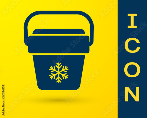 Blue Cooler bag icon isolated on yellow background. Portable freezer bag. Handheld refrigerator. Vector Illustration